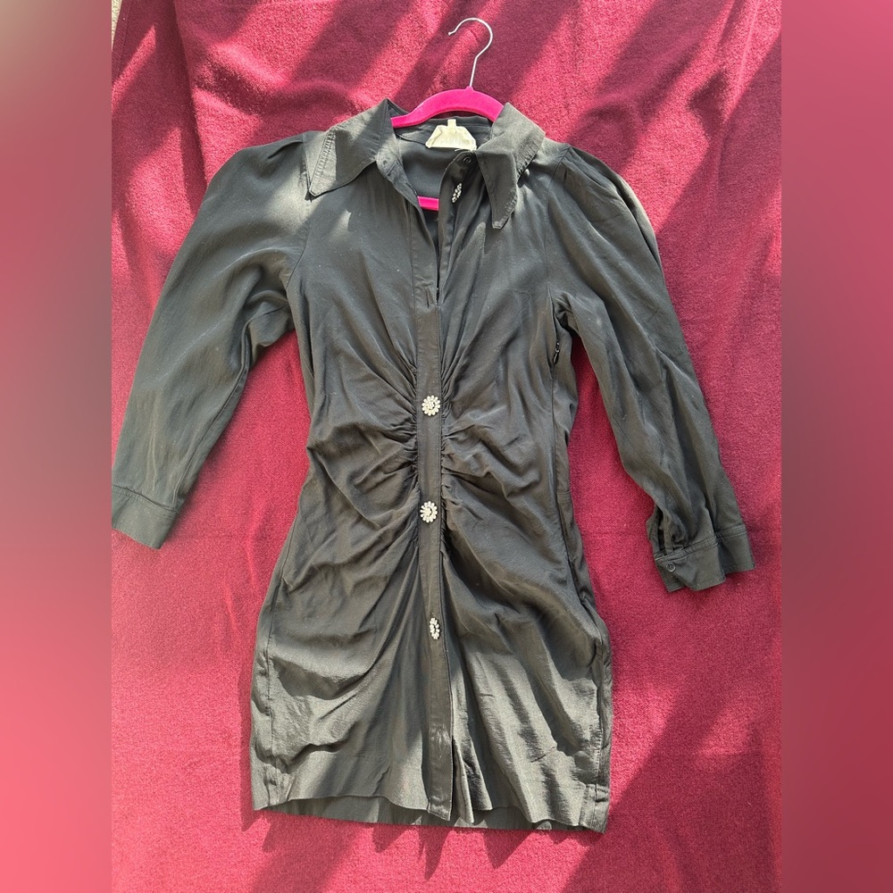 ba&sh Black Ruched mini dress